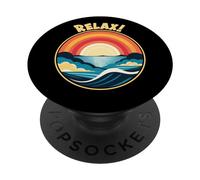 Zen Art Déco Rétro Coucher De Soleil sur l'eau Détendez-Vous ! PopSockets PopGrip Adhésif