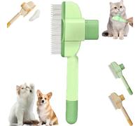Zen Brush for Cats, Pet Stainless Steel Comb, for Cat and Dog Flea Treatment, New with Release Button, Removing Matted Fur, Pet Grooming Brush for Massaging Cleaning Hair (Green)
