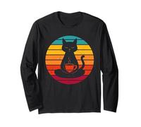 Zen Cat & Coffee Sunset vintage Manche Longue