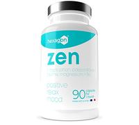 ZEN - Complexe Anti-Stress - Magnésium Bisglycinate, Passiflore, L-Tryptophane, Taurine, Vitamine B6 - Favorise la Détente - +1 Mois de Cure - 90 Gélules Végétales - Made in France - Hexagon
