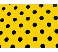 Zen Creative Designs Tissu en polycoton imprimé à pois de 147 cm de large pour loisirs créatifs et couture (0,9 m, noir sur jaune)