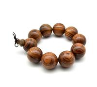 Zen Dear Bracelet bouddhiste Mala unisexe en bois de tigre naturel avec chaîne, Double Bead, Bois, na