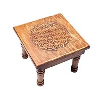 Mini Table d'appoint en bois Fleur de vie - Hauteur 23 cm - Largeur 30 cm - Profondeur 30 cm