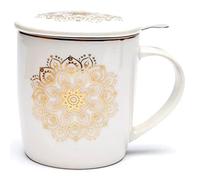 Mug blanc en porcelaine avec infuseur métal - Mandala