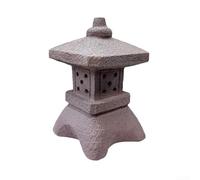 Zen For Garden Decor Statue de pagode avec panneau solaire LED Light en polyrésine parfaite pour l'extérieur pour jardin, cour, patio décoration (A)