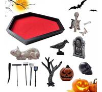 Zen Forme Un - Cercueil Sable Rouge Violet Cercueil Bureau Thérapeutique | Effrayant, Gothique Halloween Sable Jardin Crâne Maison Bureau, Paysage Parfait pour Medita