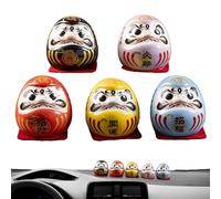 Zen Fortune Doll Set - 5x Small Japanese Figurines, Ceramic Meditation Statues, Traditional Harmony Decor, Portable Luck Ornament, Cultural Display for Living Room, Store and Spiritual Space