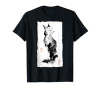 Zen Fox Peinture à l'encre Japonaise Sumi-e Art Minimaliste T-Shirt