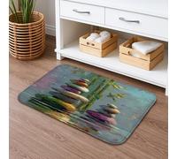 Zen Garden Tapis de bain à séchage rapide Motif pierres colorées empilées nature absorbant, antidérapant, lavable en mousse à mémoire de forme pour salle de bain, toilettes, toilettes, décoration 50,8