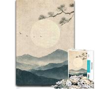 Zen Horizon Moonlit Pines No. 02 - Japanese M Puzzle, 1000 pièces | Choisissez un défi puzzle de janvier pour les soirées calmes du Nouvel An, pour se concentrer.