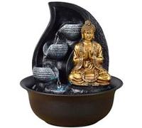 Fontaine Bouddha Praya - Fontaine d’Intérieur Bouddha Amovible - Décoration Zen Exotique - Cadeaux - Fontaine de Table Lumière LED - Circuit fermé - Marron et Dorée - H 26cm - Zen’Light