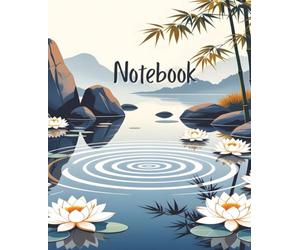 Zen Lotus Lake Notebook with Bamboo Illustration | 100 College Ruled Pages