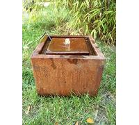 Zen Man Fontaine de jardin en acier Corten - 20 x 20 x 15 cm - Patine - Jeux d'eau d'environ 1,6 mm - 2,35 kg - Fait main 032038-1