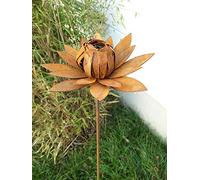 Zen Man Piquet de jardin en métal patiné - Symbole de chance - Décoration de jardin - Artisanale - 031452 - 20 x 20 x 110 cm