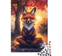 Zen Meditating Fox Puzzle Adulte 1000 Pièces, 38x26cm/1000pcs; pour Progresser À Son Propre Rythme; Pièces en Carton Blanc Au Fini Lisse