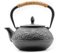 Zen Minded Théière Traditionnelle Japonaise En Fonte Tetsubin Avec Filtre à Feuilles Mobiles En Acier Inoxydable Pour Thé Vert Et Infusions 800 Ml Motif Pin - Noir