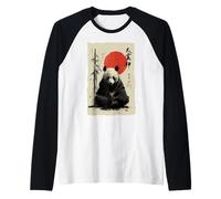 Zen Panda Ours Japonais Sumi-e Peinture à l'Encre Méditation Manche Raglan