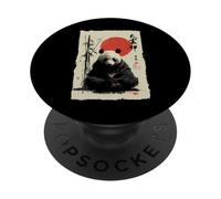 Zen Panda Ours Japonais Sumi-e Peinture à l'Encre Méditation PopSockets PopGrip Adhésif
