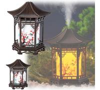 Zen Pavilion Lantern Aroma Diffuser & Night Light,160ml Essential Oil Diffuser with 2 Mist & Lights Modes,Chinese-Style Pavilion Shape Decorative Humidifier for Yoga,Meditation,Spa,Sleep (Dark)