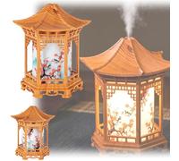 Zen Pavilion Lantern Aroma Diffuser & Night Light,160ml Essential Oil Diffuser with 2 Mist & Lights Modes,Chinese-Style Pavilion Shape Decorative Humidifier for Yoga,Meditation,Spa,Sleep (Light)