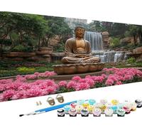 Zen Peinture Numero Adulte, Grand Peinture par Numero Adulte fleur Motif Désign, DIY Loisirs Créatifs Adultes Artisanat Kit avec Pinceaux et Peintures pour Decoration Murale, Sans Cadre 60x120cm Z-337