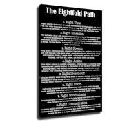 Zen Philosophy Poster The Eightfold Path Buddhist Teaching Quote Wall Art for Home Office Meditation Room Decor(Framed,12x18inch(30x45cm))