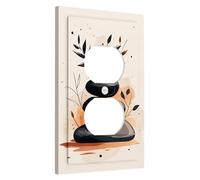 ZEN - Plaques de protection pour interrupteur de jardin - Galets noirs et oranges pour décoration murale - Thermoplastique - Taille standard - Prise duplex simple