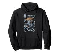 Zen Samouraï Chat Harmonie dans le Chaos avec Chapeau de Paille Japonais Sweat à Capuche