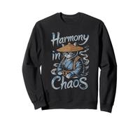 Zen Samouraï Chat Harmonie dans le Chaos avec Chapeau de Paille Japonais Sweatshirt
