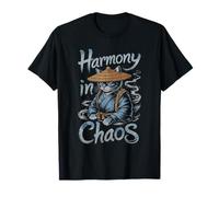 Zen Samouraï Chat Harmonie dans le Chaos avec Chapeau de Paille Japonais T-Shirt