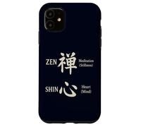Zen & Shin Calligraphie japonaise méditation esprit cœur Kanji Coque pour iPhone 11