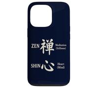 Zen & Shin Calligraphie japonaise méditation esprit cœur Kanji Coque pour iPhone 13 Pro