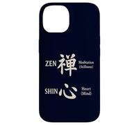 Zen & Shin Calligraphie japonaise méditation esprit cœur Kanji Coque pour iPhone 14
