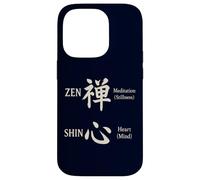 Zen & Shin Calligraphie japonaise méditation esprit cœur Kanji Coque pour iPhone 14 Pro