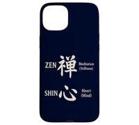 Zen & Shin Calligraphie japonaise méditation esprit cœur Kanji Coque pour iPhone 15 Plus