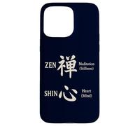 Zen & Shin Calligraphie japonaise méditation esprit cœur Kanji Coque pour iPhone 15 Pro Max