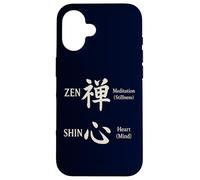 Zen & Shin Calligraphie japonaise méditation esprit cœur Kanji Coque pour iPhone 16