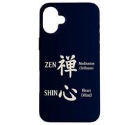 Zen & Shin Calligraphie japonaise méditation esprit cœur Kanji Coque pour iPhone 16 Plus