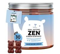 Zen Soyons Zen - Gummies avec 85mg d'Ashwagandha - Stress et Détente - Complexe B avec vitamines B12, B1, B2 et B6, L-théanine - 30 unités (1 mois) - Végan, Sans sucre - Bears with Benefits