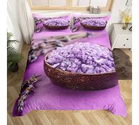Zen Spirituel Housse de Couette Violet Turquoise Parure de Lit 220x240cm Meditation Sets de Housse de Couette BedDécor de Chambre Tranquil Nature Ouvrages d'art avec 2 taies d'oreiller