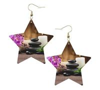 Zen Stone Boucles d'oreilles pendantes célestes en forme d'étoile pour femme, One Size, Cuir
