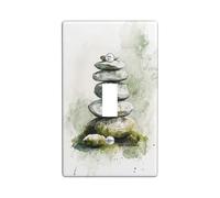 ZEN Stone Plaques de protection pour interrupteurs/couvercles de sortie, galets gris sereins pour décoration murale, plaques murales thermoplastiques, taille standard à bascule simple