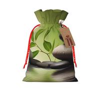 Zen Stone Spa Sacs de Noël réutilisables avec cordon de serrage pour emballage cadeau de fête de Noël, ruban rouge, S