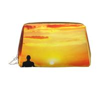 Zen Stone Trousse de maquillage pour voyage en cuir Trousse de toilette portable Sac organisateur pour femme/homme, Yoga et méditation, Taille unique