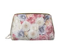 Zen Stone Trousse de maquillage pour voyage en cuir Trousse de toilette portable Sac organisateur pour femme/homme, Fleur de rose., Taille unique