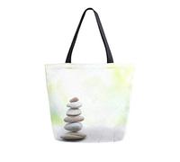 Zen Stones - sac fourre-tout en toile de bois pour femmes, sac à main à bandoulière décontracté, grand sac d'épicerie réutilisable
