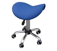 Zen - Tabouret à selle avec roulettes réglables en hauteur et pivotantes - Selle ergonomique - Pour tables de massage, salon de beauté, tatouage, cabinet et bureau - Bleu