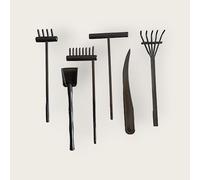 Zen&Tao Kit de 6 outils pour jardin zen miniature japonais - Design élégant - Facile à nettoyer - Sans moisissure - Robuste et fonctionnel - Parfait pour le bricolage - Mini jardin zen (noir)