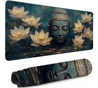 Zen Tapis de Souris XXL 1000 x 500 mm Grand Tapis de Souris Gamer Lotus sous Main Bureau Bords Cousus Imperméable Base en Caoutchouc Antidérapant, pour Travail, Jeux, Bureau, Decor Cadeaux C-4920