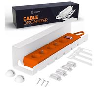 Zenacasa - Rangement Cable Bureau en Acier Blanc - Range Cable sans perçage | Goulotte et Chemin de Cables pour Bureau avec Accessoires · Cable management, Installation Facile et Support Multiprise